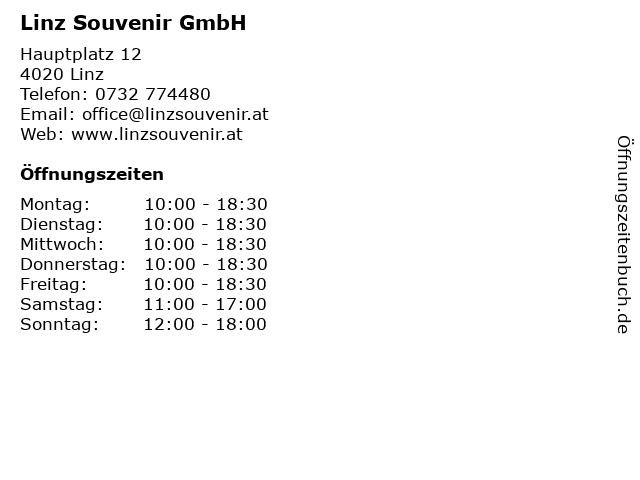 Linz Souvenir GmbH in Linz: Adresse und Öffnungszeiten