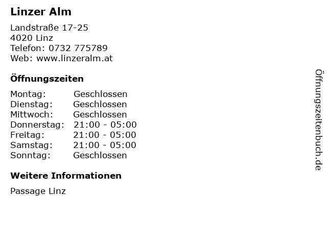Linzer Alm in Linz: Adresse und Öffnungszeiten