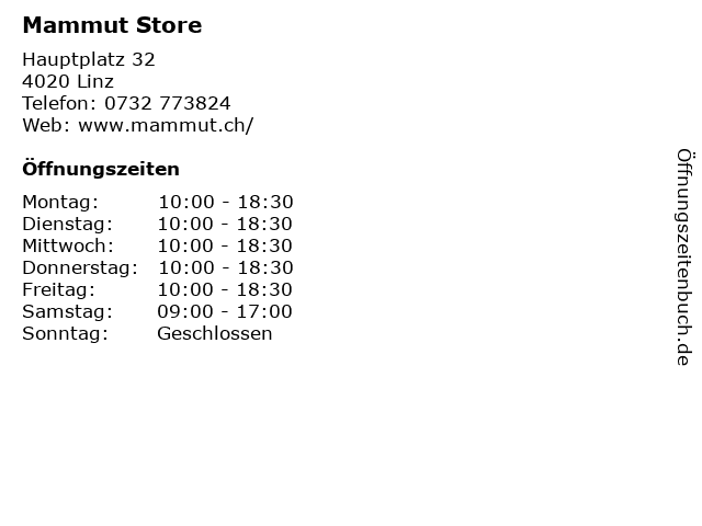Mammut Store in Linz: Adresse und Öffnungszeiten
