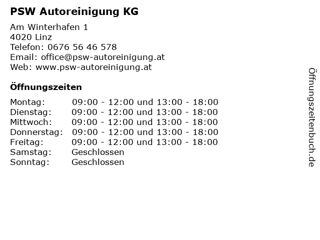 PSW Autoreinigung KG in Linz: Adresse und Öffnungszeiten
