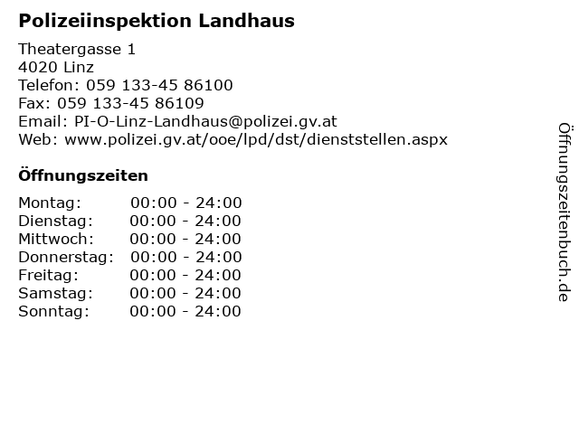 Polizeiinspektion Landhaus in Linz: Adresse und Öffnungszeiten