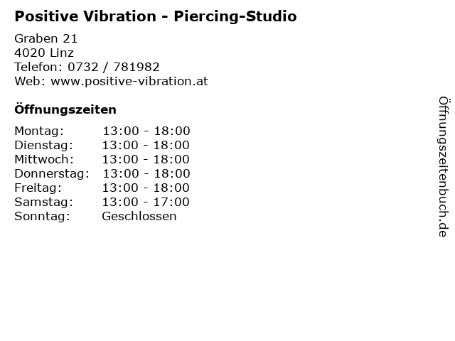 Positive Vibration - Piercing-Studio in Linz: Adresse und Öffnungszeiten
