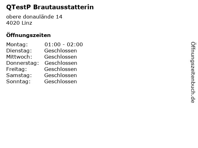 QTestP Brautausstatterin in Linz: Adresse und Öffnungszeiten