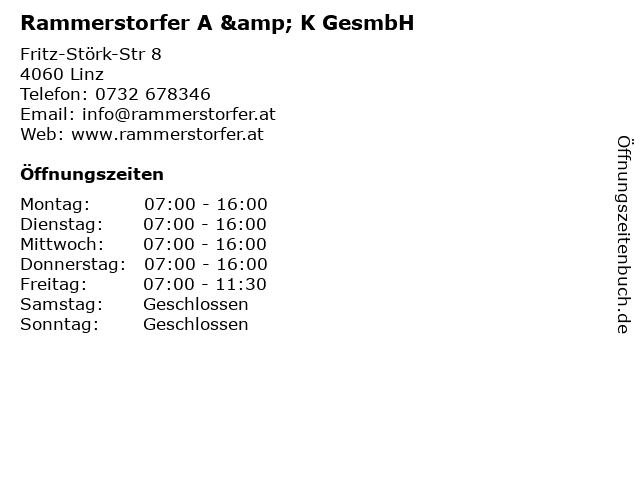 Rammerstorfer A & K GesmbH in Linz: Adresse und Öffnungszeiten