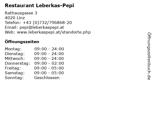 Restaurant Leberkas-Pepi in Linz: Adresse und Öffnungszeiten