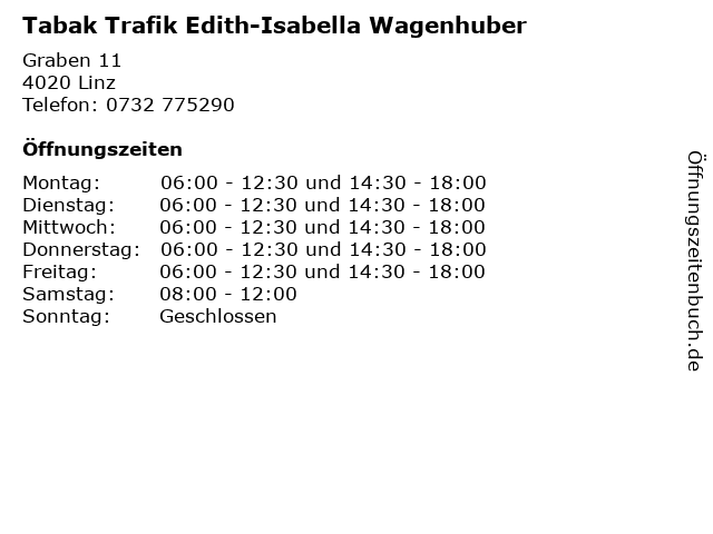 Tabak Trafik Edith-Isabella Wagenhuber in Linz: Adresse und Öffnungszeiten