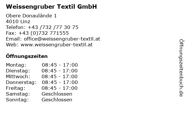 Weissengruber Textil GmbH in Linz: Adresse und Öffnungszeiten
