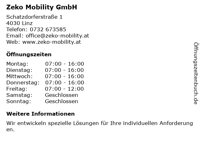 Zeko Mobility GmbH in Linz: Adresse und Öffnungszeiten