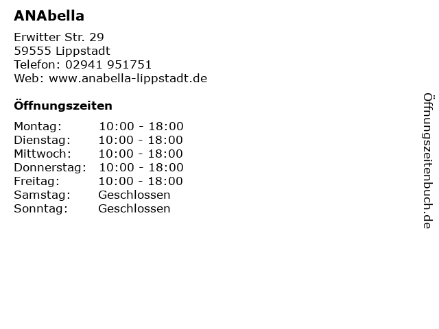 ANAbella in Lippstadt: Adresse und Öffnungszeiten