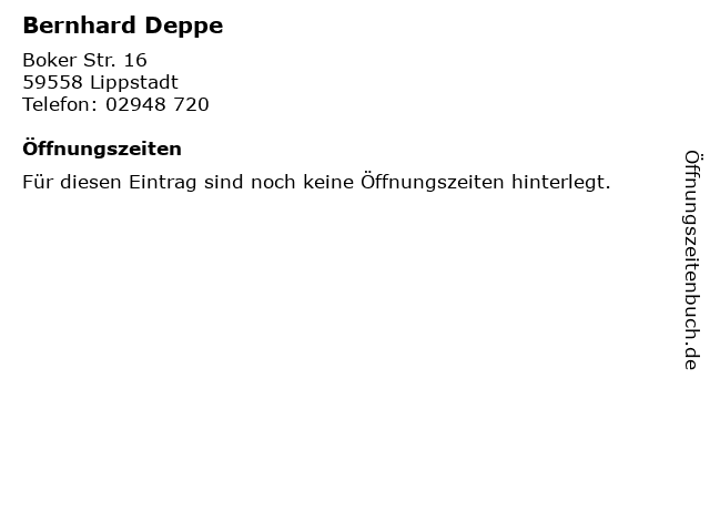 Bernhard Deppe in Lippstadt: Adresse und Öffnungszeiten