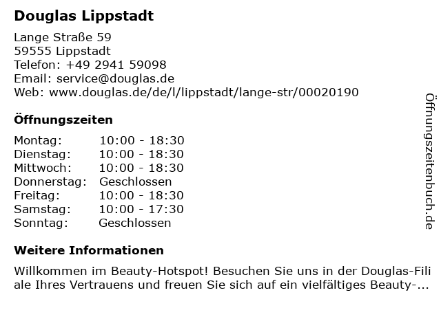 Douglas Lippstadt in Lippstadt: Adresse und Öffnungszeiten