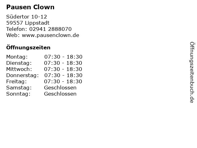 Pausen Clown in Lippstadt: Adresse und Öffnungszeiten