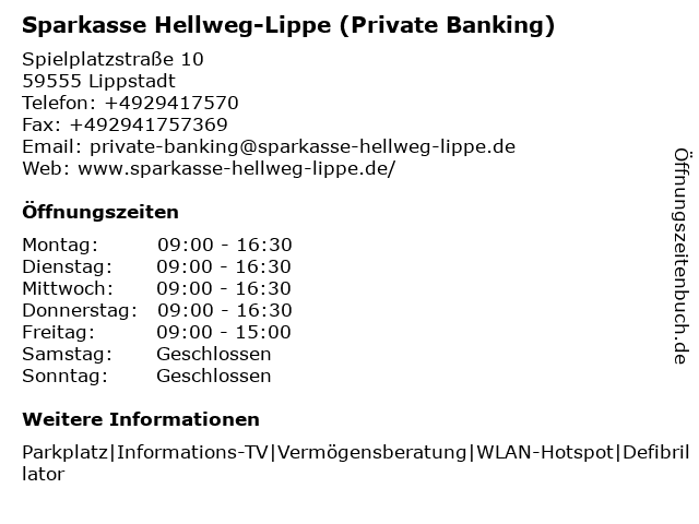Á Offnungszeiten Sparkasse Lippstadt Hauptstelle Zentrum Spielplatzstrasse 10 In Lippstadt