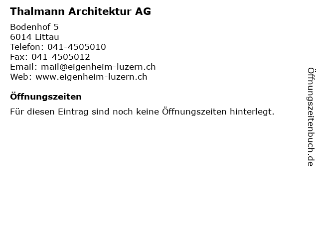 Thalmann Architektur AG in Littau: Adresse und Öffnungszeiten