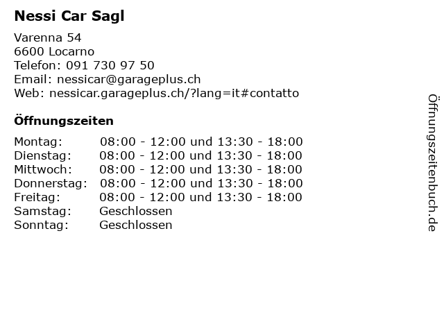 Nessi Car Sagl in Locarno: Adresse und Öffnungszeiten