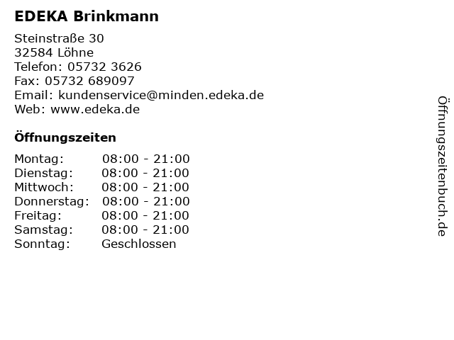 EDEKA Brinkmann in Löhne: Adresse und Öffnungszeiten