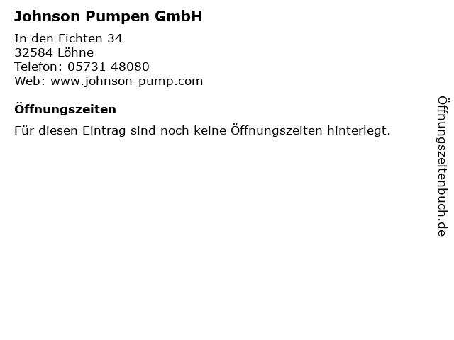 Johnson Pumpen GmbH in Löhne: Adresse und Öffnungszeiten