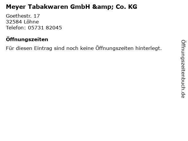 Meyer Tabakwaren GmbH & Co. KG in Löhne: Adresse und Öffnungszeiten
