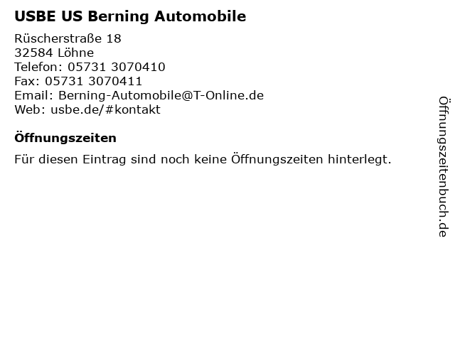 USBE US Berning Automobile in Löhne: Adresse und Öffnungszeiten