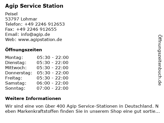 Agip Service Station in Lohmar: Adresse und Öffnungszeiten