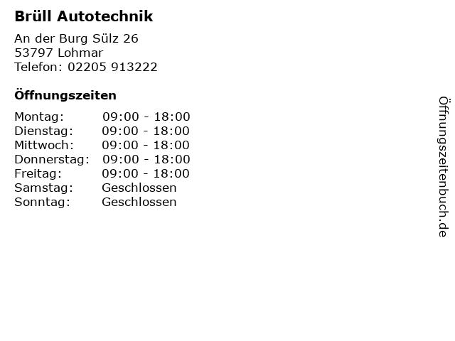Brüll Autotechnik in Lohmar: Adresse und Öffnungszeiten