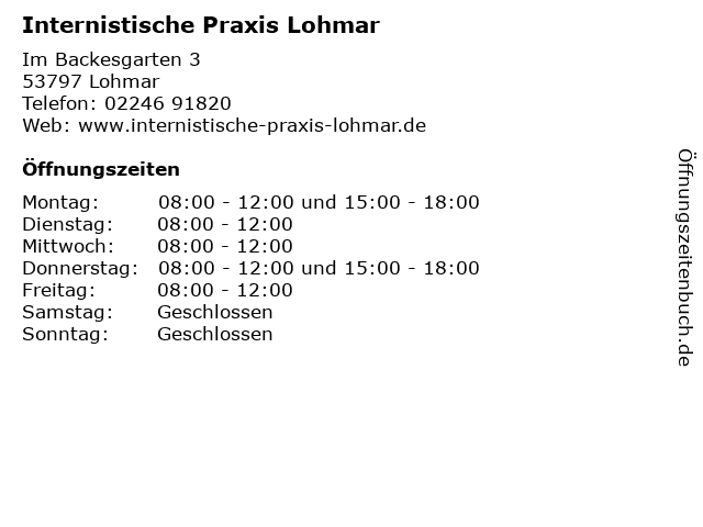 IInternistische Praxis Dr.med.Werner Sieben in Lohmar: Adresse und Öffnungszeiten