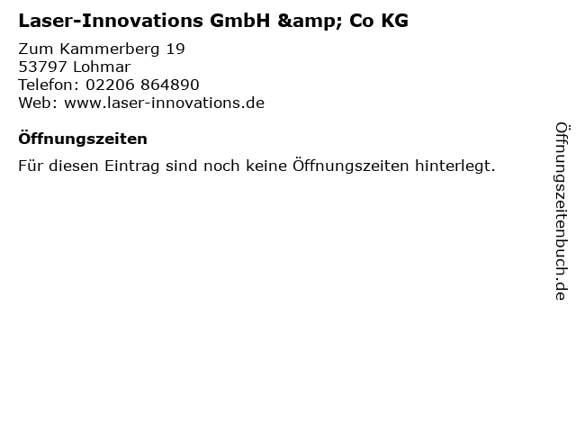 Laser-Innovations GmbH & Co KG in Lohmar: Adresse und Öffnungszeiten