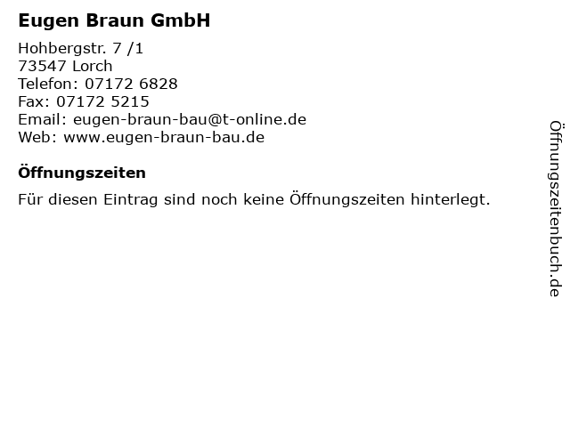 Eugen Braun GmbH in Lorch: Adresse und Öffnungszeiten