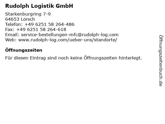 Rudolph Logistik GmbH in Lorsch: Adresse und Öffnungszeiten