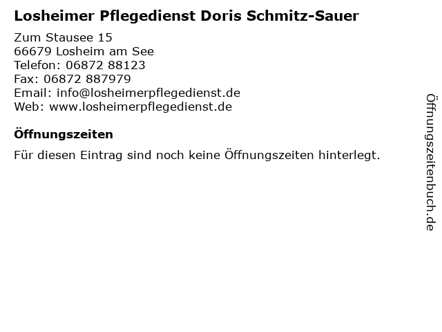 Losheimer Pflegedienst Doris Schmitz-Sauer in Losheim am See: Adresse und Öffnungszeiten
