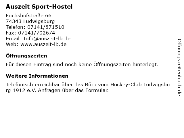 Auszeit Sport-Hostel in Ludwigsburg: Adresse und Öffnungszeiten