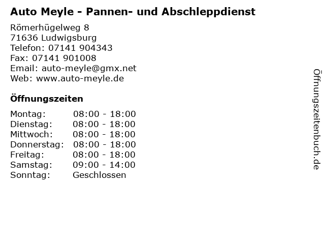 Auto Meyle - Pannen- und Abschleppdienst in Ludwigsburg: Adresse und Öffnungszeiten