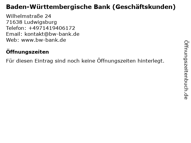 Baden-Württembergische Bank (Geschäftskunden) in Ludwigsburg: Adresse und Öffnungszeiten
