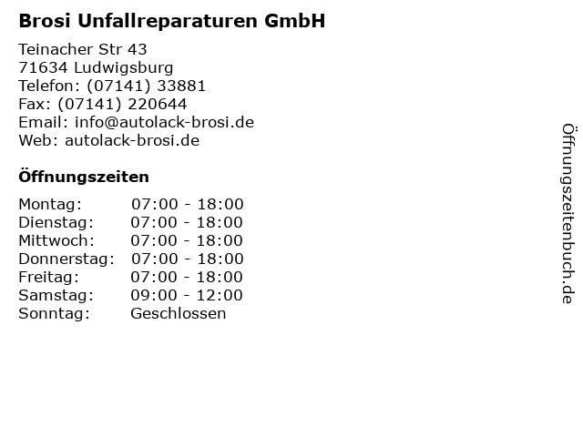 Brosi Unfallreparaturen GmbH in Ludwigsburg: Adresse und Öffnungszeiten