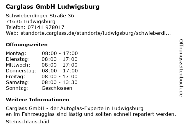 Carglass GmbH Ludwigsburg in Ludwigsburg: Adresse und Öffnungszeiten