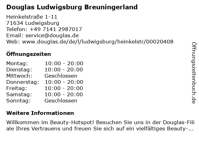 Douglas Ludwigsburg Breuningerland in Ludwigsburg: Adresse und Öffnungszeiten