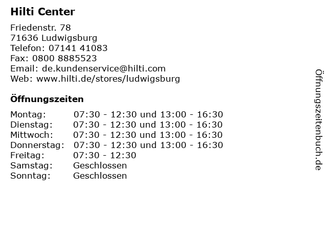 Hilti Center in Ludwigsburg: Adresse und Öffnungszeiten