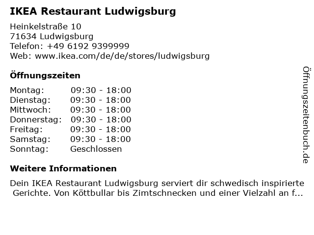 IKEA Restaurant Ludwigsburg in Ludwigsburg: Adresse und Öffnungszeiten