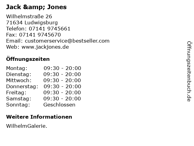 Jack & Jones in Ludwigsburg: Adresse und Öffnungszeiten