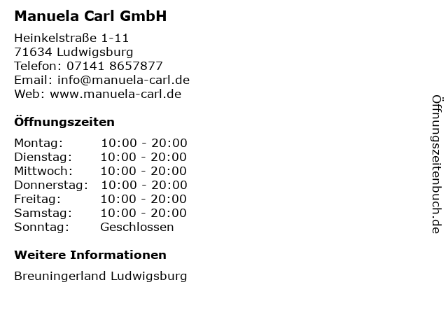 Manuela Carl GmbH in Ludwigsburg: Adresse und Öffnungszeiten
