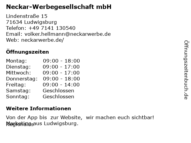 Neckar-Werbegesellschaft mbH in Ludwigsburg: Adresse und Öffnungszeiten