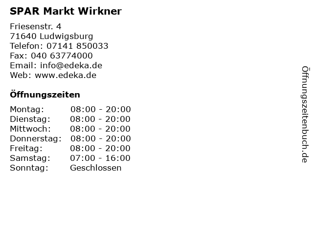 SPAR Markt Wirkner in Ludwigsburg: Adresse und Öffnungszeiten