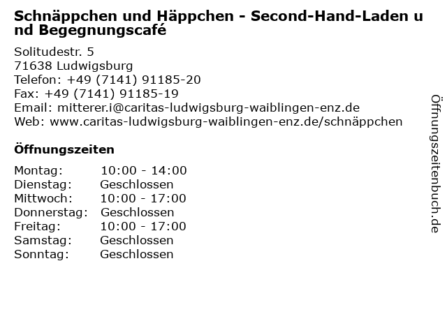 Schnäppchen und Häppchen - Second-Hand-Laden und Begegnungscafé in Ludwigsburg: Adresse und Öffnungszeiten