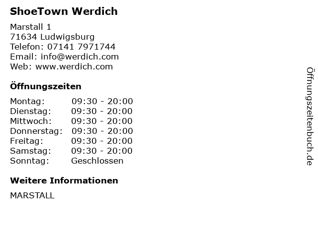 ShoeTown Werdich in Ludwigsburg: Adresse und Öffnungszeiten
