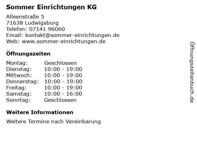 Sommer Einrichtungen KG in Ludwigsburg: Adresse und Öffnungszeiten