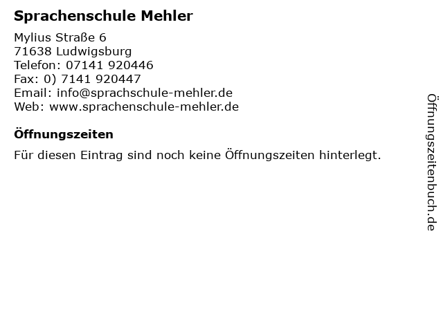 Sprachenschule Mehler in Ludwigsburg: Adresse und Öffnungszeiten