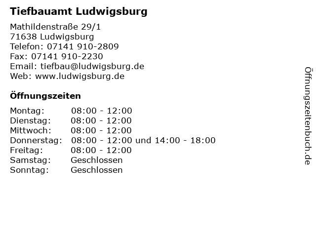 Tiefbauamt Ludwigsburg in Ludwigsburg: Adresse und Öffnungszeiten