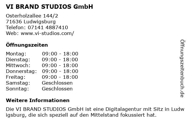 VI BRAND STUDIOS GmbH in Ludwigsburg: Adresse und Öffnungszeiten