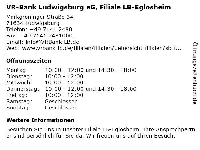 ᐅ Offnungszeiten Vr Bank Neckar Enz Eg Filiale Lb Eglosheim