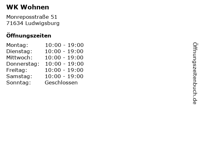 WK Wohnen in Ludwigsburg: Adresse und Öffnungszeiten
